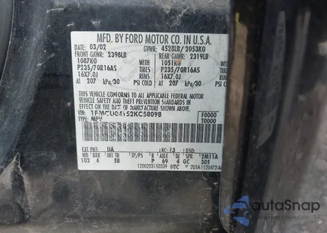 2002 Ford Escape Xlt from USA, damaged, VIN 1FMCU04152KC58098